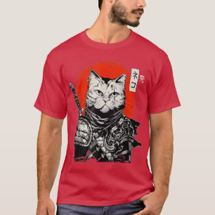 Samurai Japans kat Bushido Warrior, Katana Sword T-shirt
