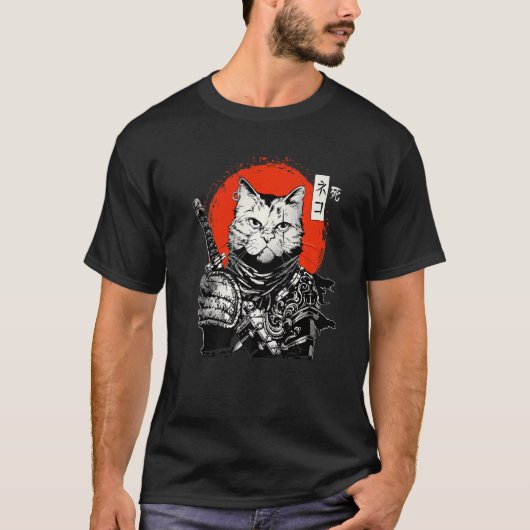 Samurai Japans kat Bushido Warrior Katana Sword T-shirt (Voorkant)