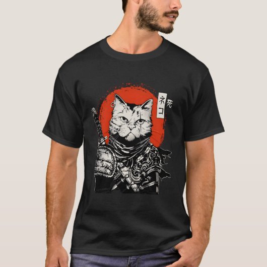 Samurai Japans kat Bushido Warrior Katana Sword T-shirt (Voorkant)