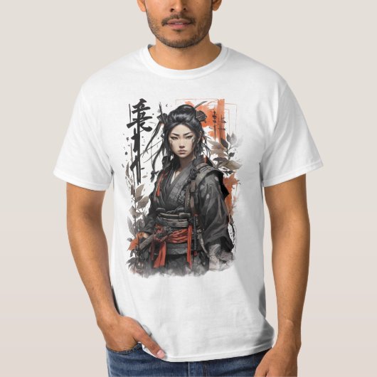 Samurai Japans meisje ninja Vrouw Chinese krijger T-shirt (Voorkant)