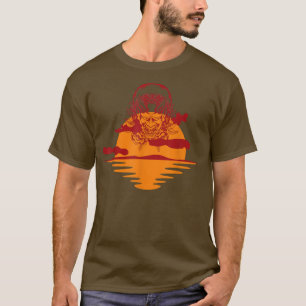 Samurai Japans Oni Masker kijkt zonsondergang over T-shirt