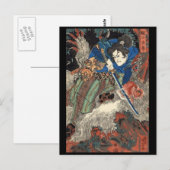 Samurai Japans schilderen c. jaren '1800 Briefkaart (Voorkant / Achterkant)