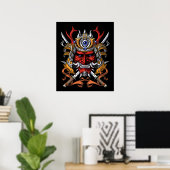 Samurai Japanse demon Poster (Thuiskantoor)