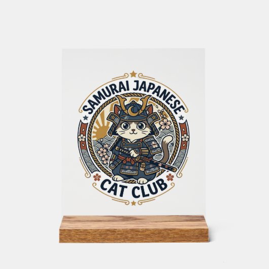 Samurai Japanse Kat POD Vector Kunst - Samurai Jap Acryl Bord (Voorkant)