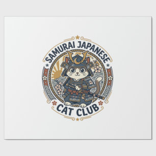 Samurai Japanse Kat POD Vector Kunst - Samurai Jap Cadeaupapier