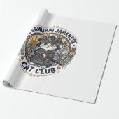 Samurai Japanse Kat POD Vector Kunst - Samurai Jap Cadeaupapier (Uitgerold)
