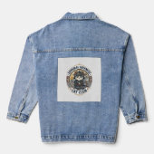 Samurai Japanse Kat POD Vector Kunst - Samurai Jap Denim Jacket (Achterkant)