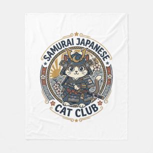 Samurai Japanse Kat POD Vector Kunst - Samurai Jap Fleece Deken