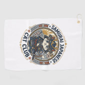 Samurai Japanse Kat POD Vector Kunst - Samurai Jap Golfhanddoek (Horizontaal)