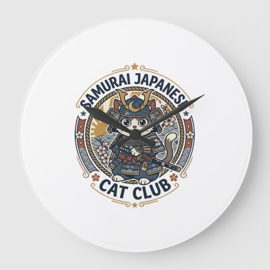 Samurai Japanse Kat POD Vector Kunst - Samurai Jap Grote Klok (Voorkant)