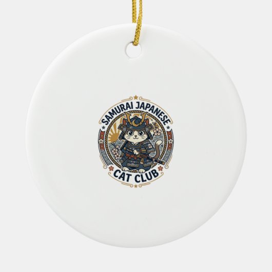 Samurai Japanse Kat POD Vector Kunst - Samurai Jap Keramisch Ornament (Voorkant)