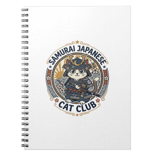 Samurai Japanse Kat POD Vector Kunst - Samurai Jap Notitieboek (Voorkant)