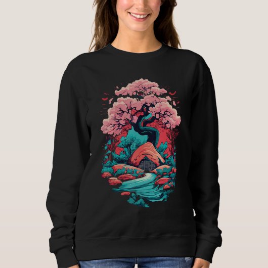 Samurai Japanse kunst Cherry Blossom Sakura Graphi Trui (Voorkant)