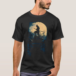 Samurai Japanse Kunst Vintage Krijger Schaduw Zon T-shirt