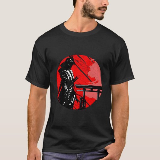 Samurai Japanse Warrior Retro Art print in Samurai T-shirt (Voorkant)