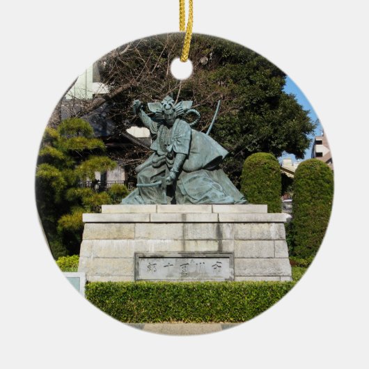 Samurai Kamakura Gongoro Kagemasa Kabuki-standbeel Keramisch Ornament (Voorkant)