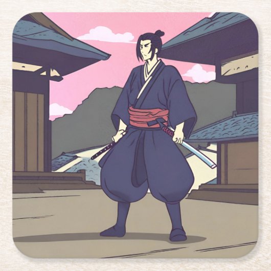 samurai kartonnen onderzetters (Voorkant)