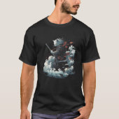 samurai kat anime japans ninja krijger esthetisch t-shirt (Voorkant)