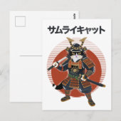 Samurai Kat Briefkaart (Voorkant / Achterkant)