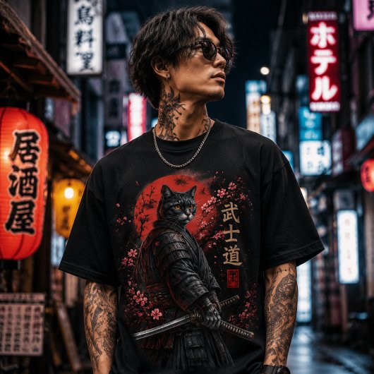 Samurai Kat Bushido Krijger Premium Grafisch Tri-Blend Shirt