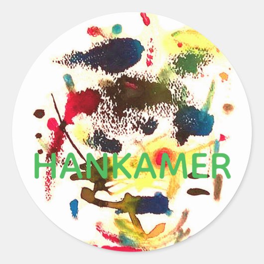 Samurai Kat Dame Abstract Hankamer Artjunkhaus Kun Ronde Sticker (Voorkant)