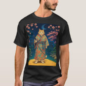 Samurai kat in een kimono t-shirt (Voorkant)