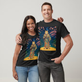 Samurai kat in een kimono t-shirt (Unisex)