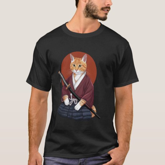 Samurai Kat in Traditionele Wapenrusting met Katan T-shirt (Voorkant)