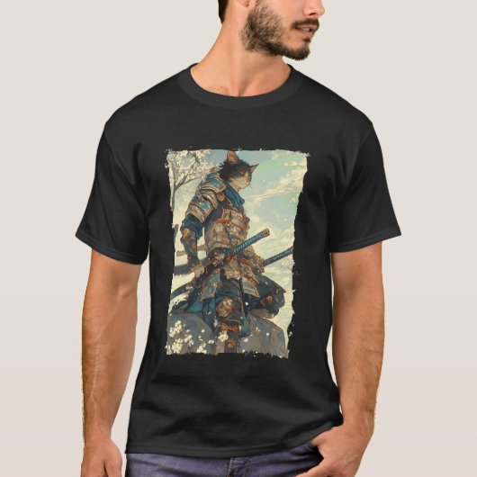 Samurai Kat - Japan Warrior Katana Power 2 T-shirt (Voorkant)