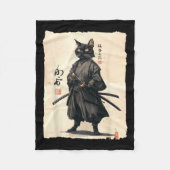 Samurai Kat Japanse Anime Kat Liefhebber Grappig V Fleece Deken (Voorkant)