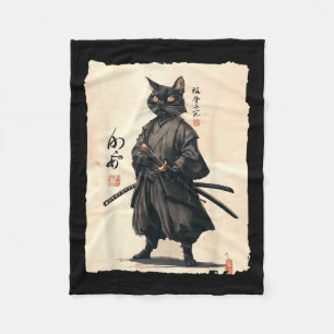 Samurai Kat Japanse Anime Kat Liefhebber Grappig V Fleece Deken