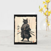 Samurai Kat Japanse Anime Kat Liefhebber Grappig V Kaart (Gele Bloem)