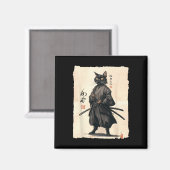 Samurai Kat Japanse Anime Kat Liefhebber Grappig V Magneet (Voorkant / Achterkant)