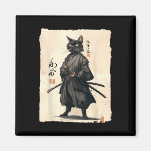 Samurai Kat Japanse Anime Kat Liefhebber Grappig V Magneet