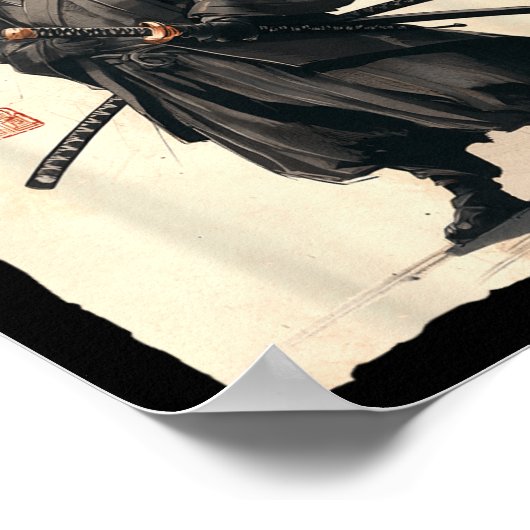 Samurai Kat Japanse Anime Kat Liefhebber Grappig V Poster (Hoek)