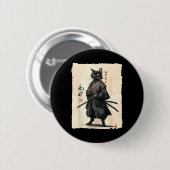 Samurai Kat Japanse Anime Kat Liefhebber Grappig V Ronde Button 5,7 Cm (Voorkant /achterkant)