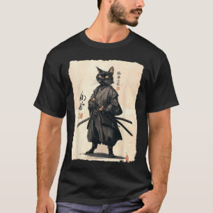Samurai Kat Japanse Anime Kat Liefhebber Grappig V T-shirt