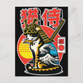Samurai Kat Japanse Golf – Dappere Krijger Ansicht Briefkaart (Voorkant)