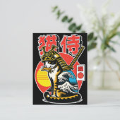 Samurai Kat Japanse Golf – Dappere Krijger Ansicht Briefkaart (Staand voorkant)
