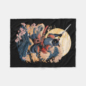 Samurai Kat Japanse Kat Anime Ninja Fleece Deken (Voorkant (Horizontaal))