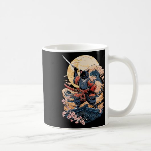 Samurai Kat Japanse Kat Anime Ninja Koffiemok (Rechts)