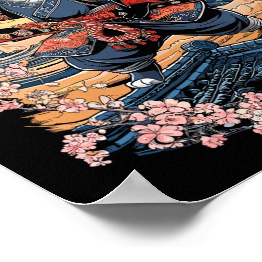 Samurai Kat Japanse Kat Anime Ninja Poster (Hoek)