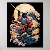 Samurai Kat Japanse Kat Anime Ninja Poster (Voorkant)