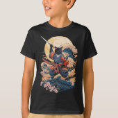 Samurai Kat Japanse Kat Anime Ninja T-shirt (Voorkant)