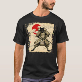 Samurai Kat Japanse Kat Krijger Anime Kat Japans T-shirt
