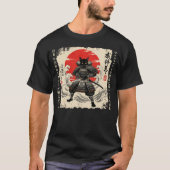 Samurai Kat Japanse Kat Krijger Anime Kat Japans T-shirt (Voorkant)