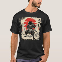 Samurai Kat Japanse Kat Krijger Anime Kat Japans T-shirt