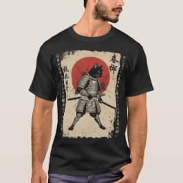 Samurai Kat Japanse Kat Krijger Anime Kat Japans T-shirt