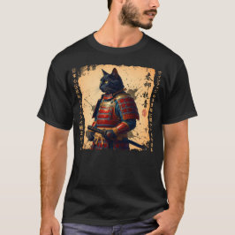 Samurai Kat Japanse Kat Krijger Anime Kat Japans T-shirt