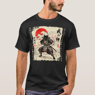 Samurai Kat Japanse Kat Krijger Anime Kat Japans T-shirt